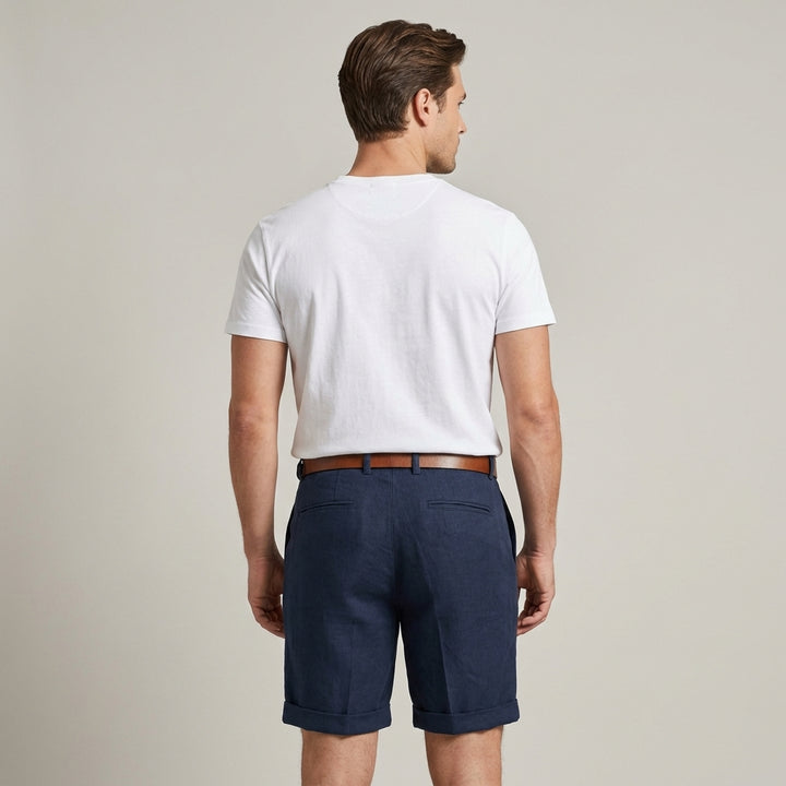 Pantaloncini Uomo Bianchi Classici con Orlo con Risvolto