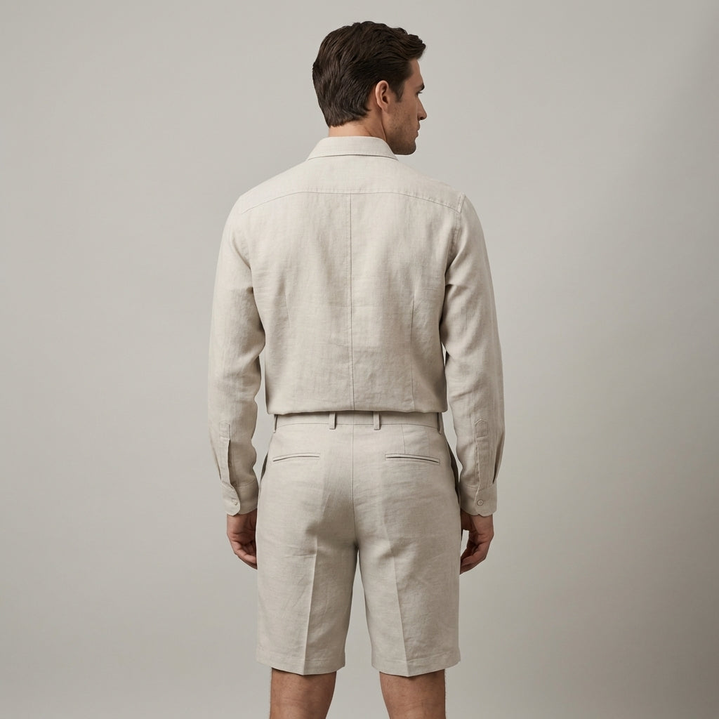 pantaloncini estivi rilassati in lino da uomo