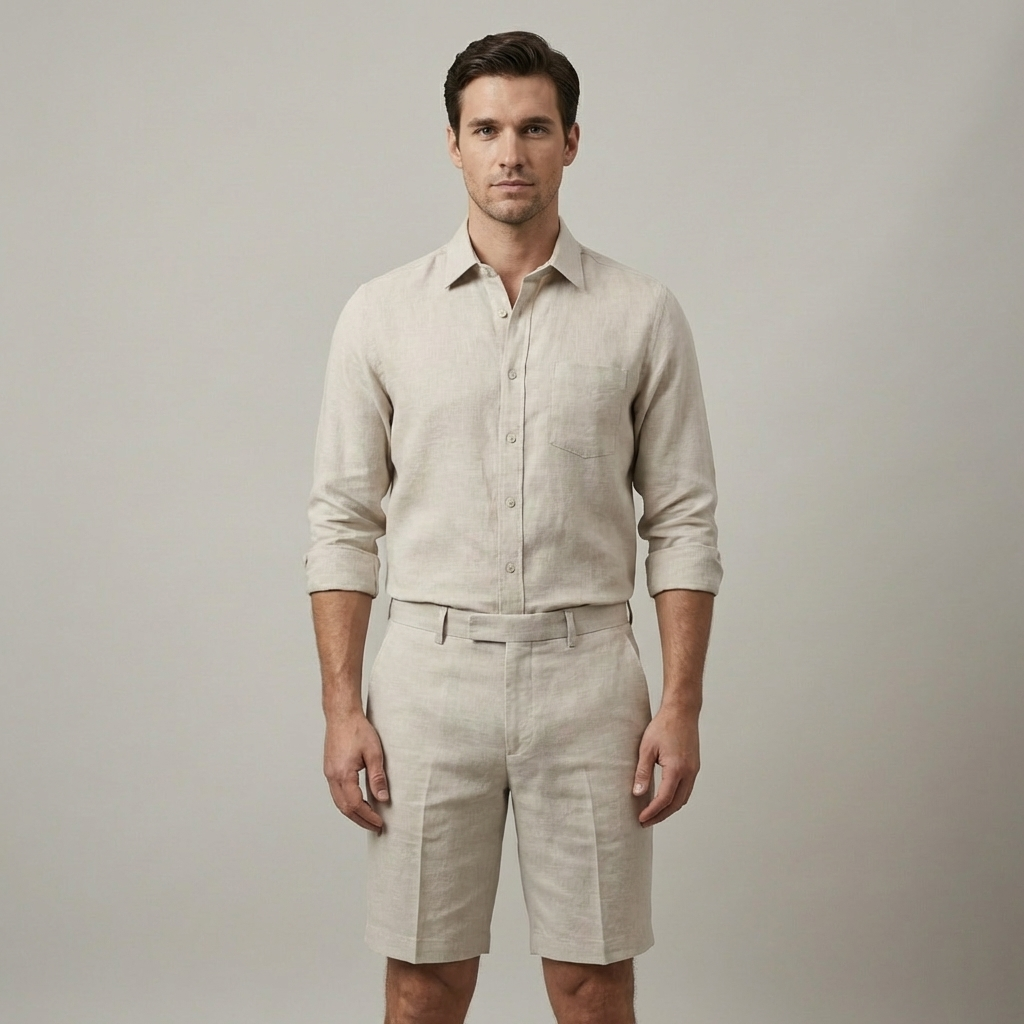 pantaloncini estivi rilassati in lino da uomo