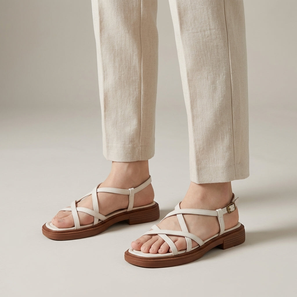 Sandali con cinturini in pelle italiana