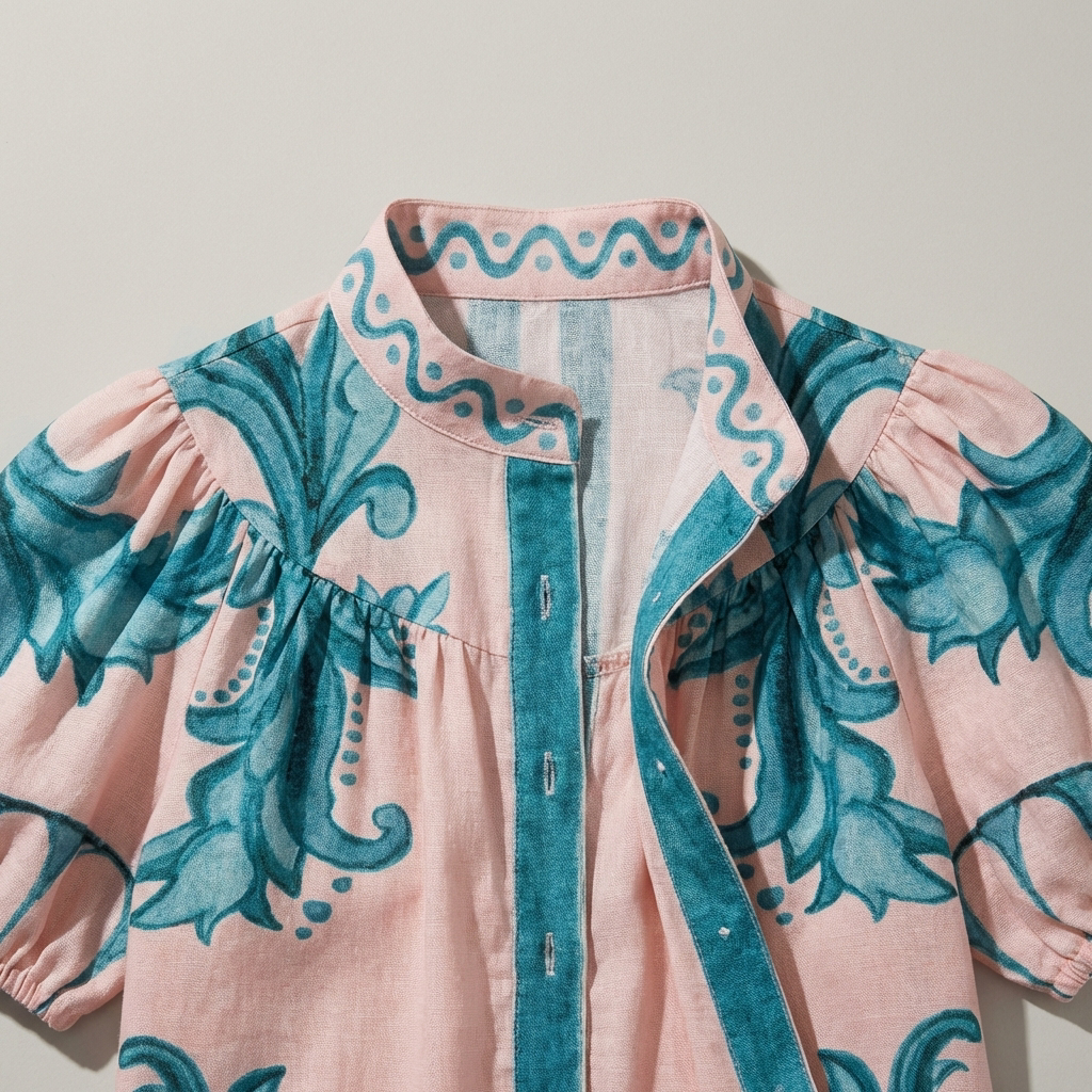 Abito estivo, Midi, Abito da cocktail floreale in lino