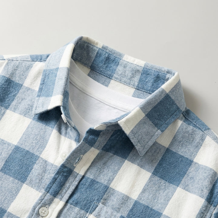 Camicia classica in cotone spazzolato a quadri