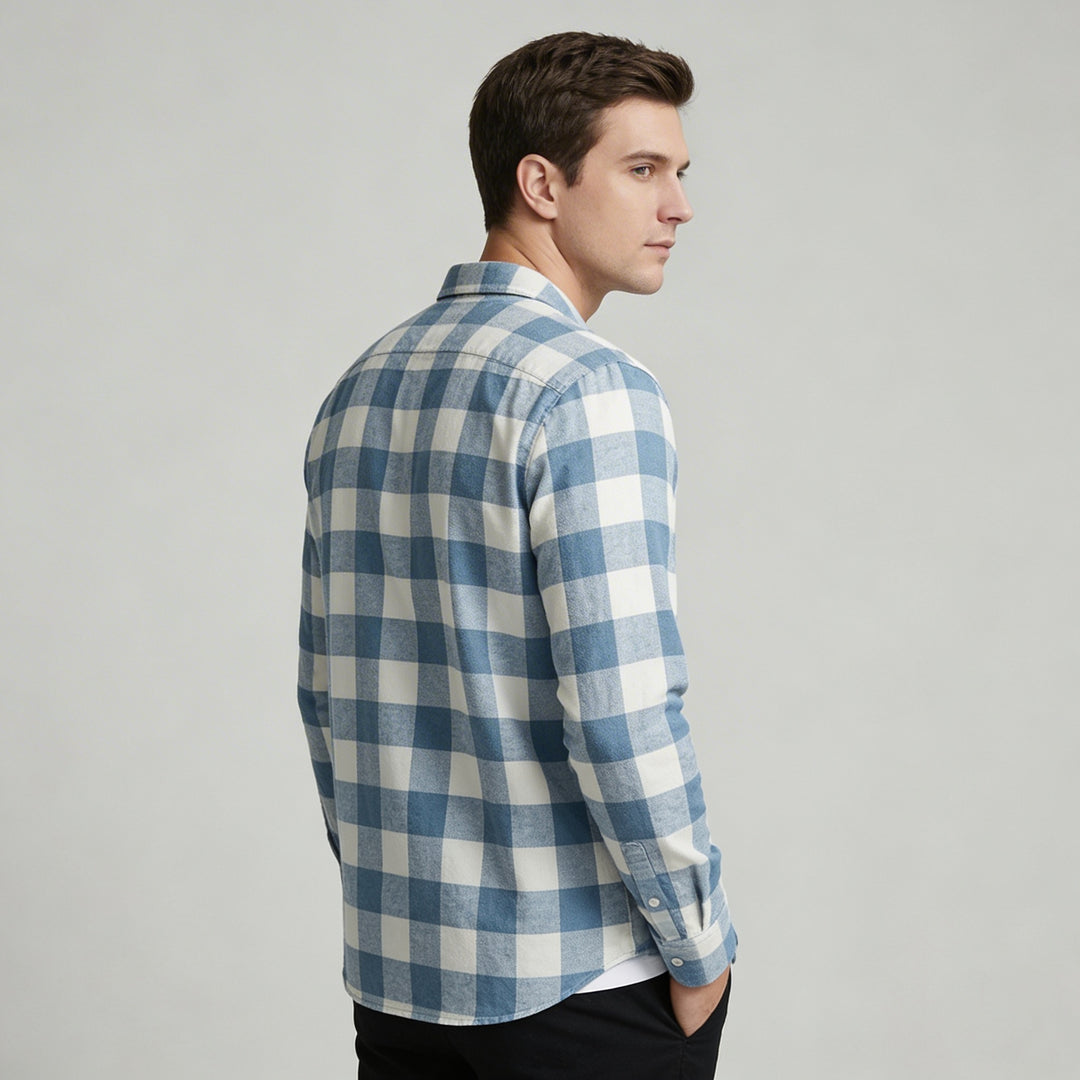 Camicia classica in cotone spazzolato a quadri