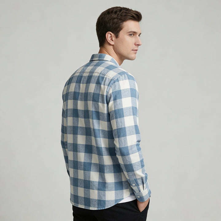 Camicia classica in cotone spazzolato a quadri