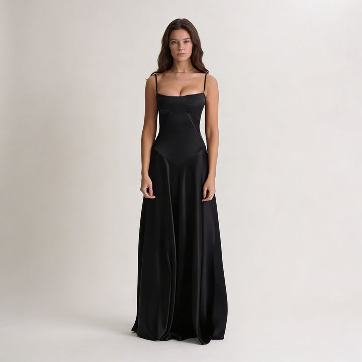 Abito lungo in raso di seta Gabriella