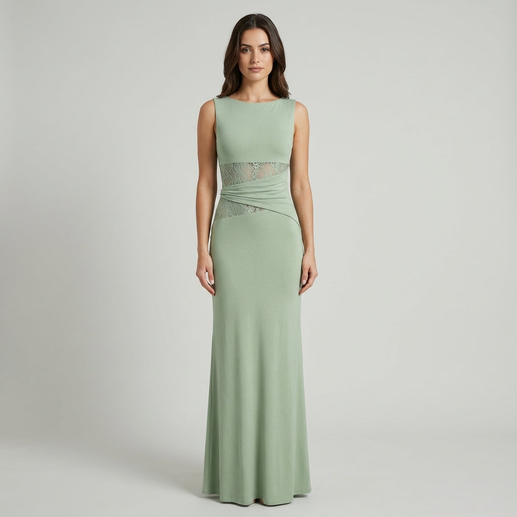 Abito lungo Colonna con Pizzo Asimmetrico