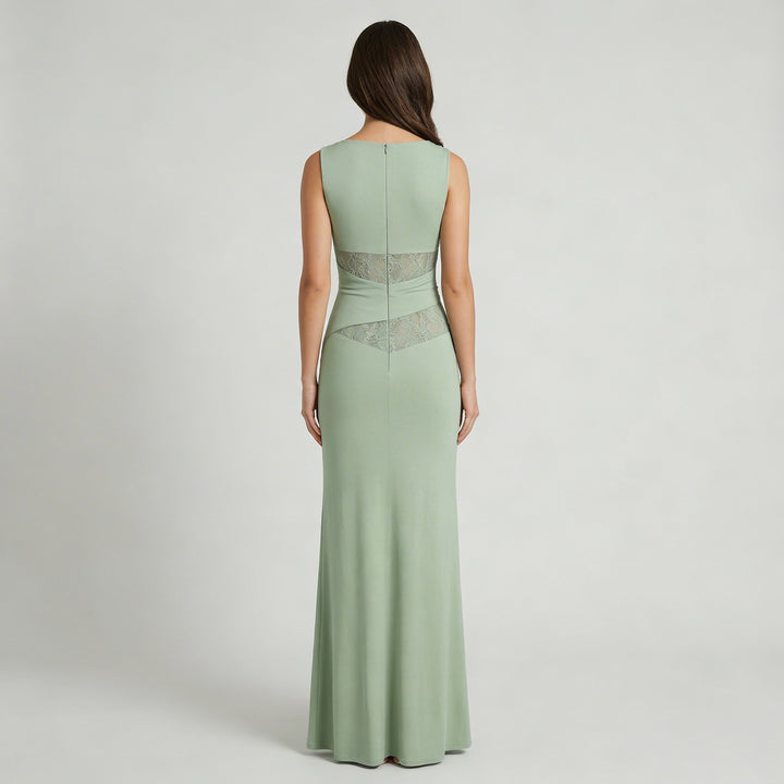 Abito lungo Colonna con Pizzo Asimmetrico