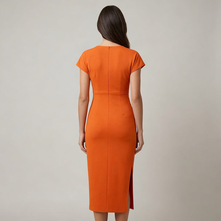 Abito midi da donna con scollo a V