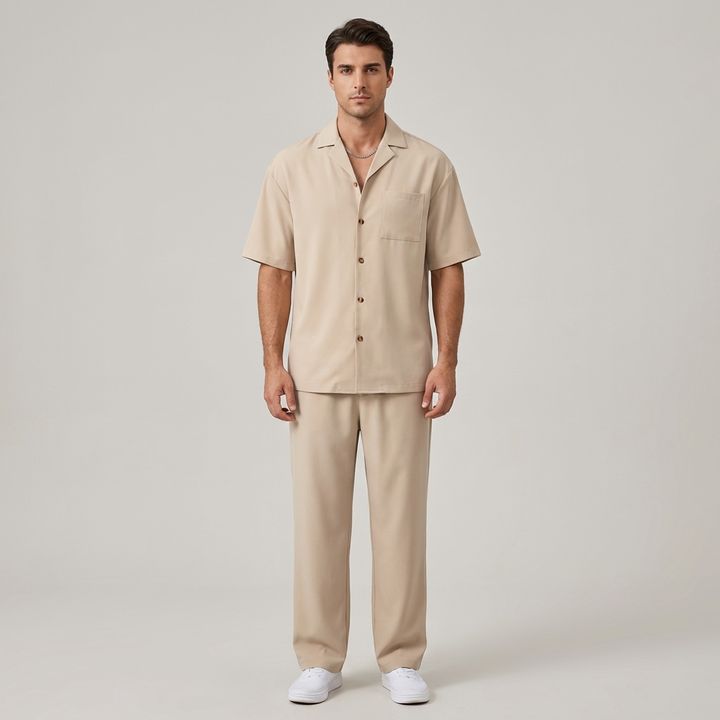 Completo in Lino Uomo Camicia e Pantaloni Eleganti Leggeri