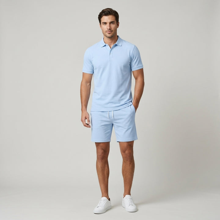 Classico Completo Estivo Uomo Polo Shorts Coulisse