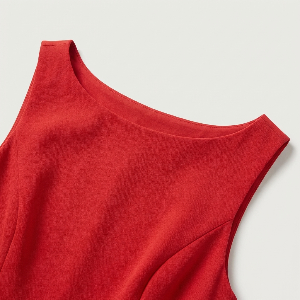 Elegante Abito Mini Rosso Scollo Barca Donna