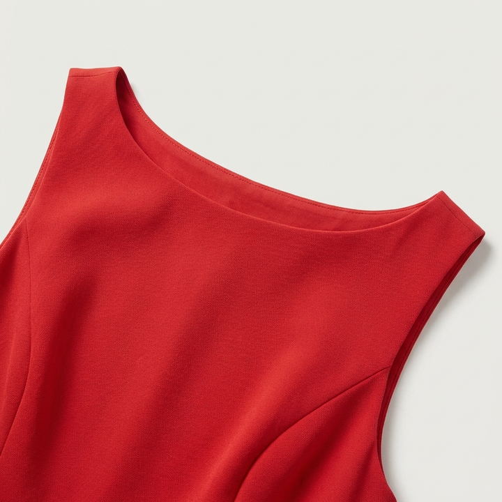 Elegante Abito Mini Rosso Scollo Barca Donna