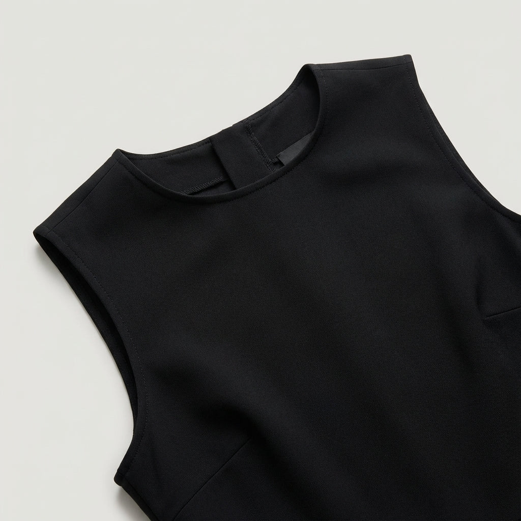 Elegante Abito Mini Nero Plissettato Donna