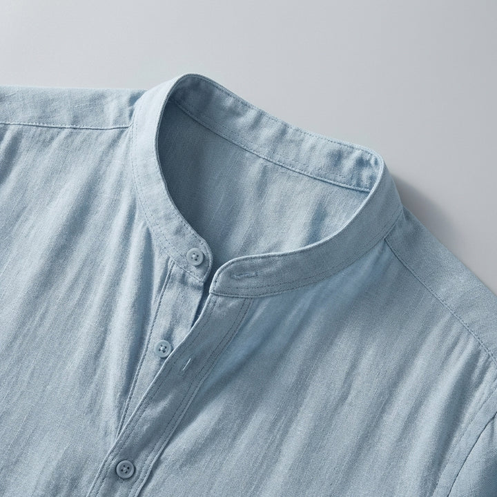 Classica Camicia Henley Manica Lunga Uomo Casual