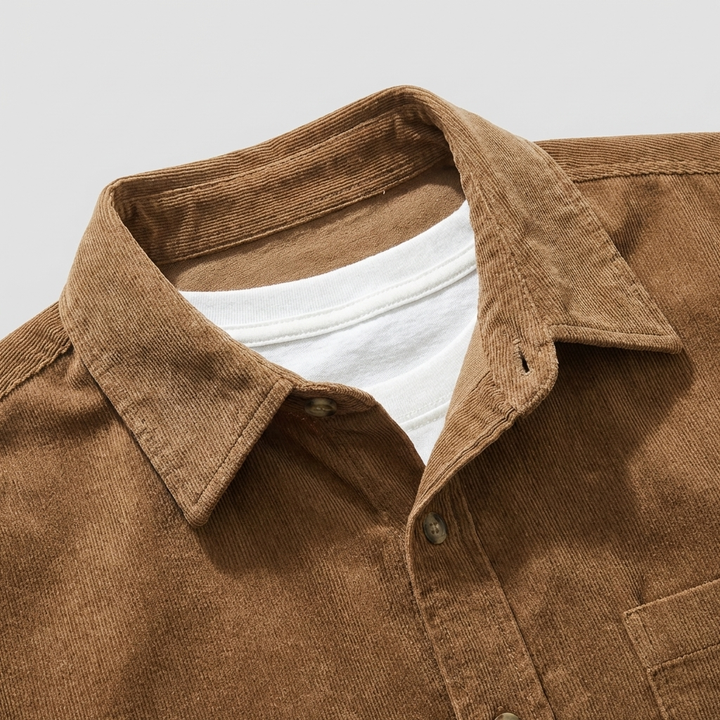 Classica Camicia Uomo Velluto a Coste Casual Elegante