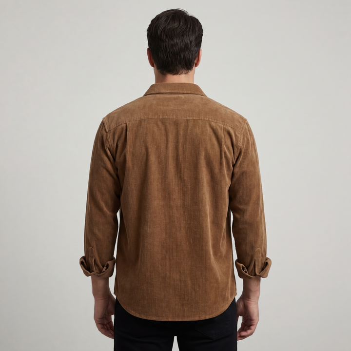 Classica Camicia Uomo Velluto a Coste Casual Elegante