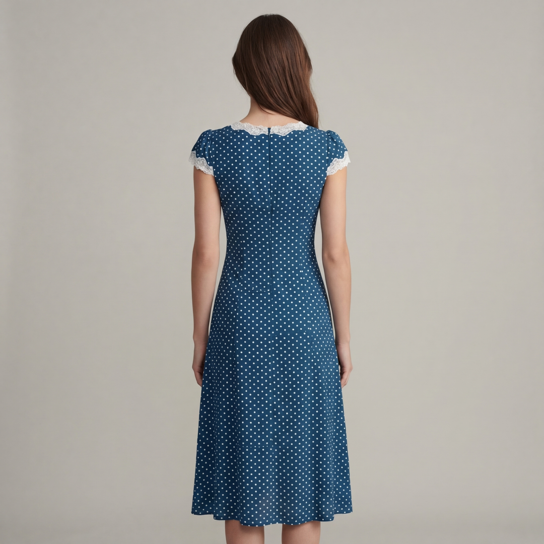 Abito Lungo Donna – Maxi Dress con Pizzo e Pois