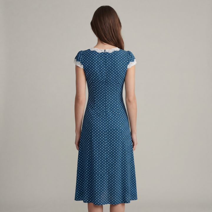 Abito Lungo Donna – Maxi Dress con Pizzo e Pois