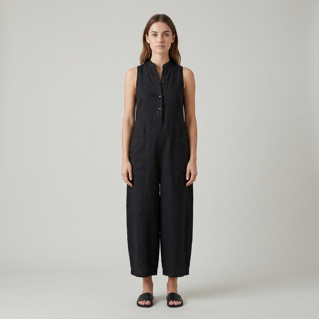 Classico Jumpsuit Donna Senza Maniche Collo Coreana