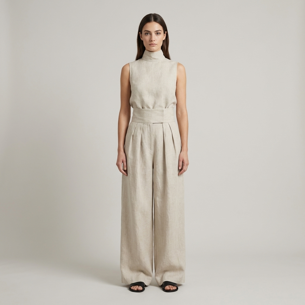 Classico Completo Donna Senza Maniche Pantaloni Larghi