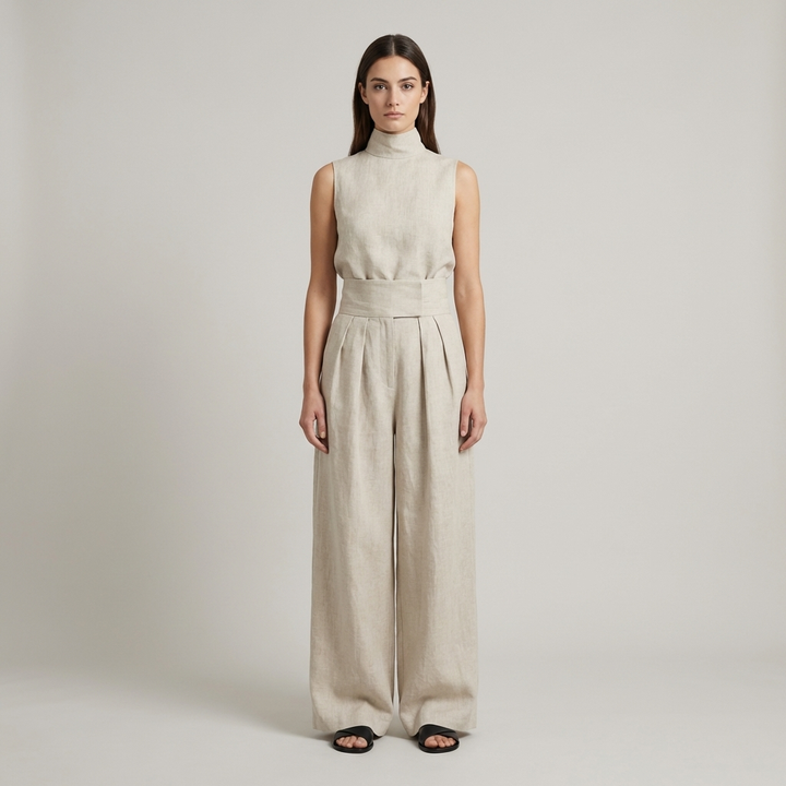 Classico Completo Donna Senza Maniche Pantaloni Larghi