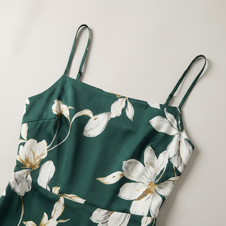 Elegante Abito Maxi Floreale Spacco Alta Vita