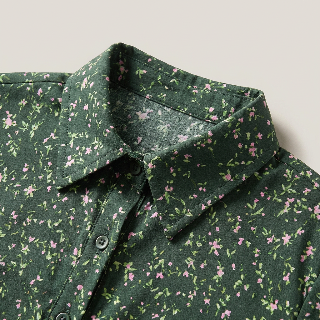 Elegante Abito Midi Floreale Colletto Maniche Corte