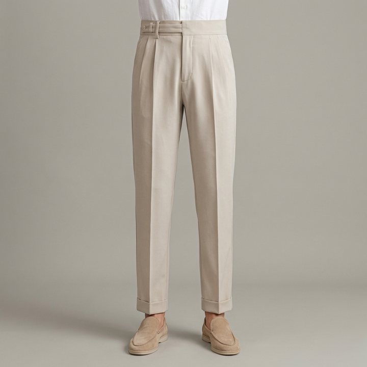 Elegante Pantalone Uomo Sartoriale Piega Gamba Dritta