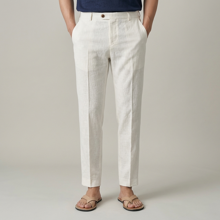 Elegante Pantalone Uomo Gamba Dritta Tasche Laterali