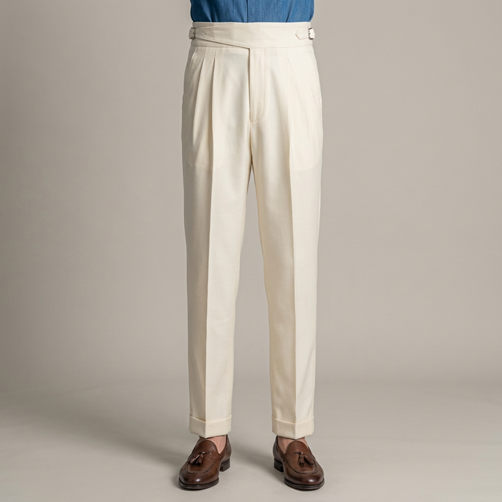 Elegante Pantalone Uomo Classico Piega Regolatori Laterali