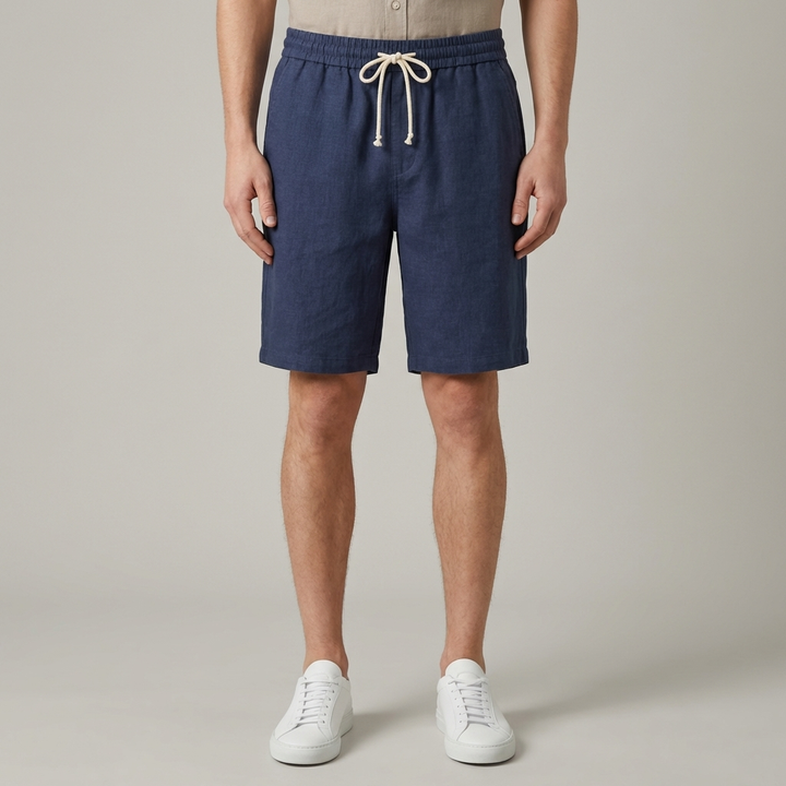 Elegante Pantaloncini Uomo Relaxed Fit Vita Media Tasche