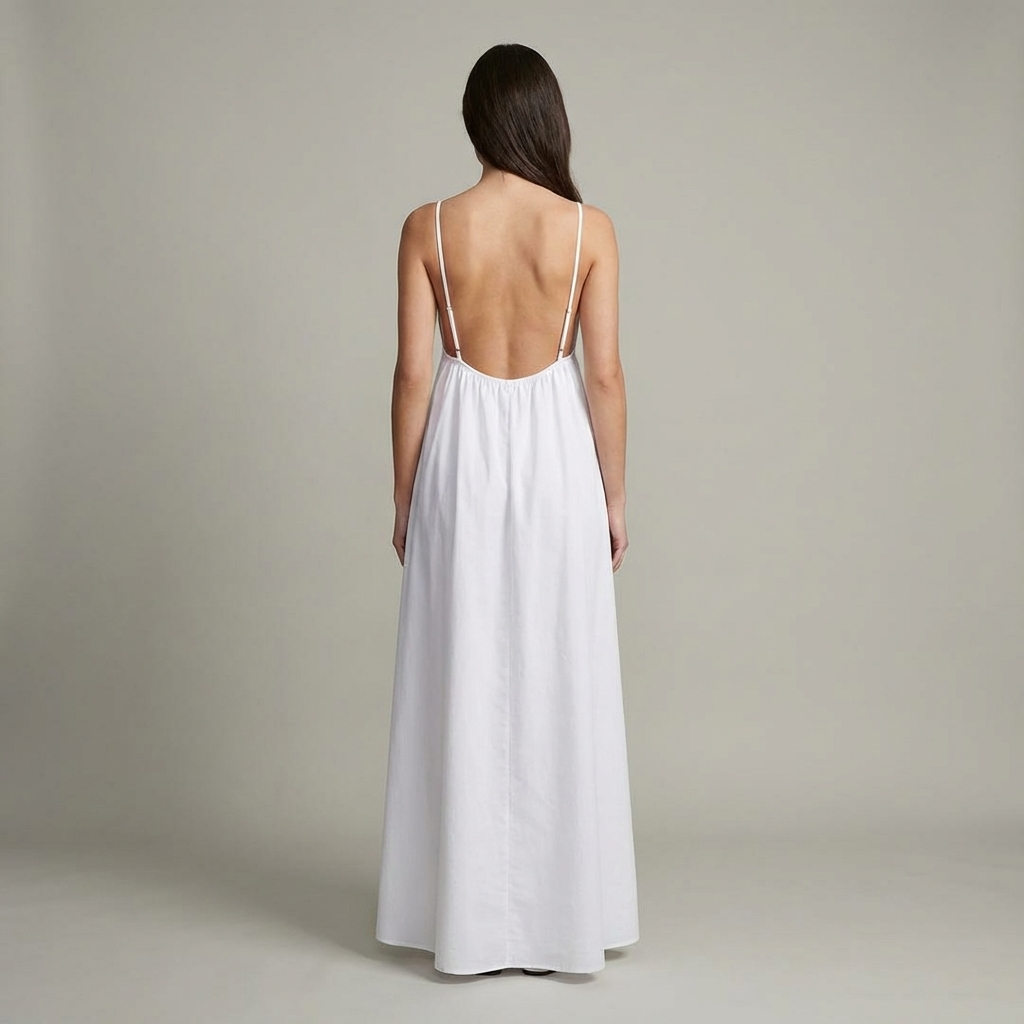 Elegante Abito Lungo Schiena Scoperta Scollo a V