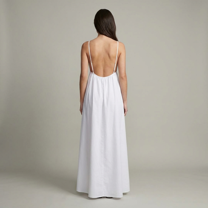 Elegante Abito Lungo Schiena Scoperta Scollo a V