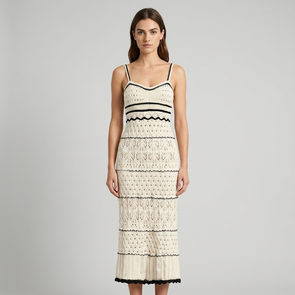 Elegante abito midi bohemien con spalline e stampa floreale