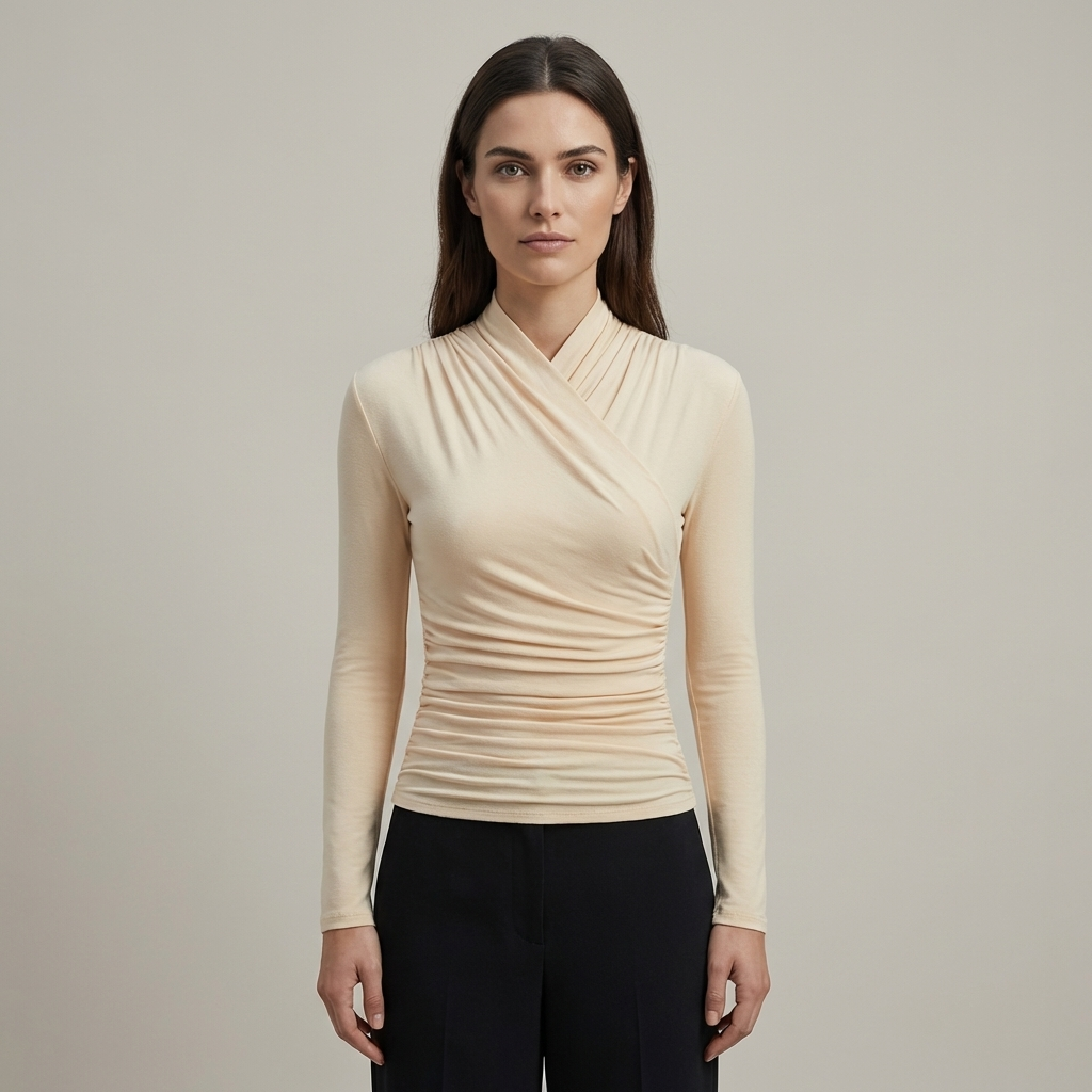 Classica Magliette Donna Collo Incrociato Vita Stretta