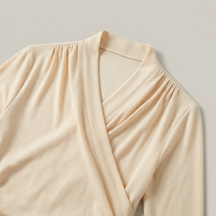 Classica Magliette Donna Collo Incrociato Vita Stretta