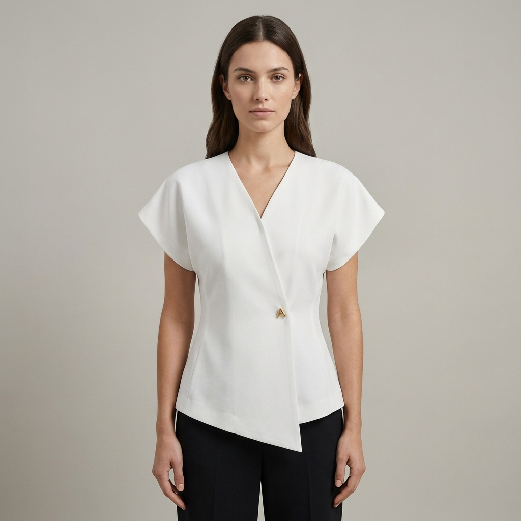 Camicetta morbida e alla moda con scollo a V e bottoni