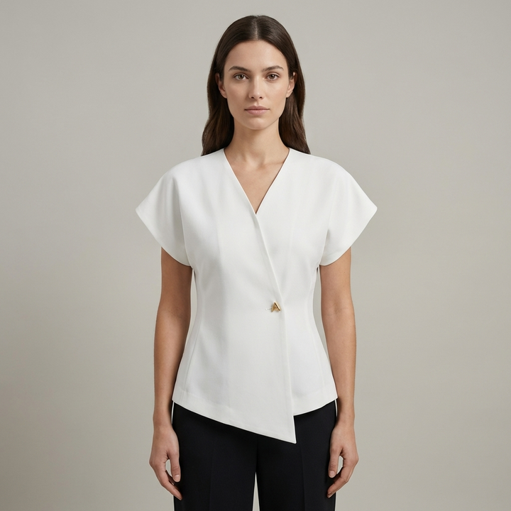 Camicetta morbida e alla moda con scollo a V e bottoni