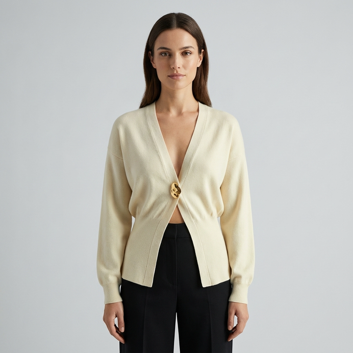 Cardigan semplice ed elegante con bottoni dorati
