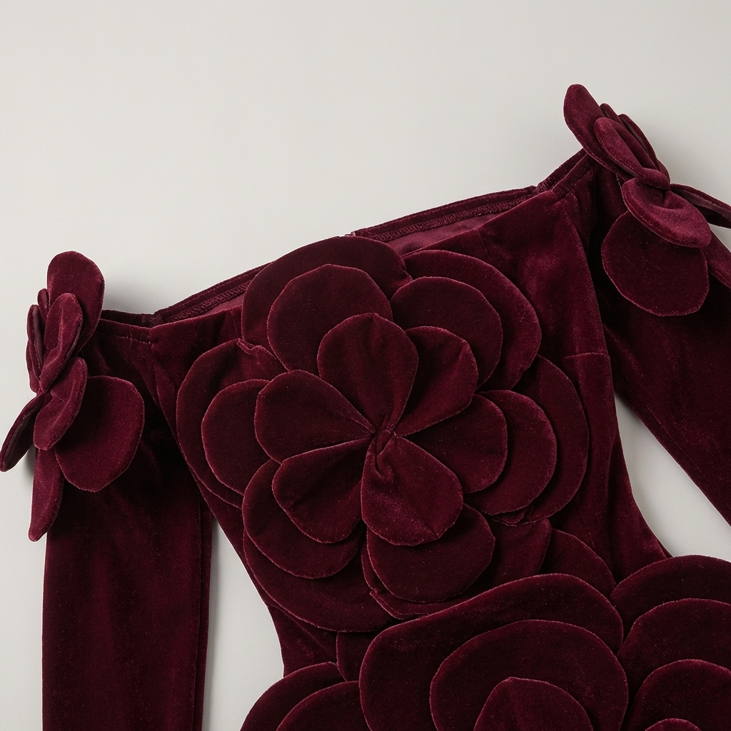 Abito cerimonia elegante floreale rosso