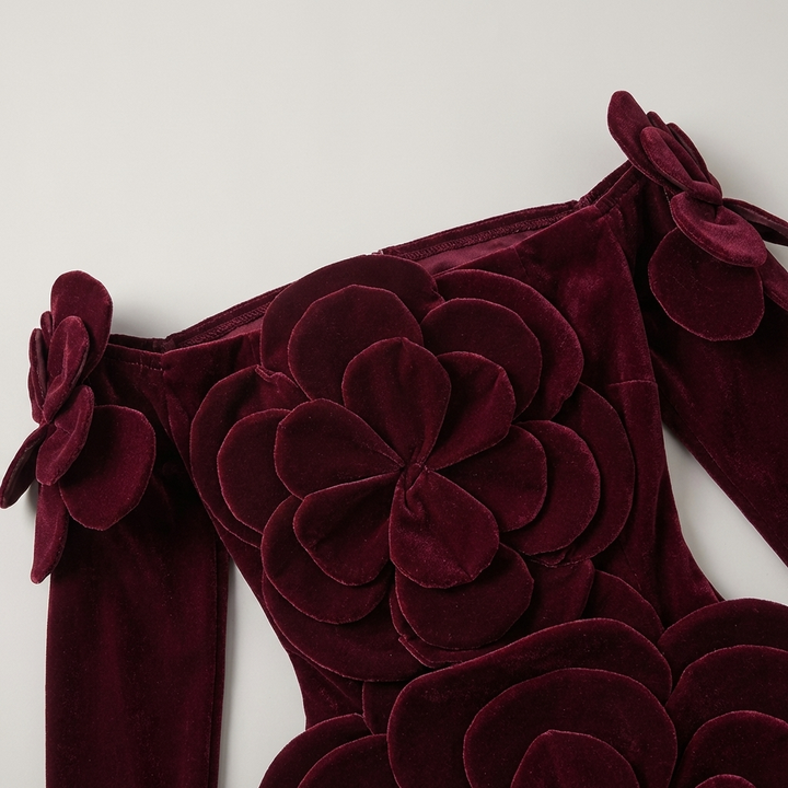 Abito cerimonia elegante floreale rosso