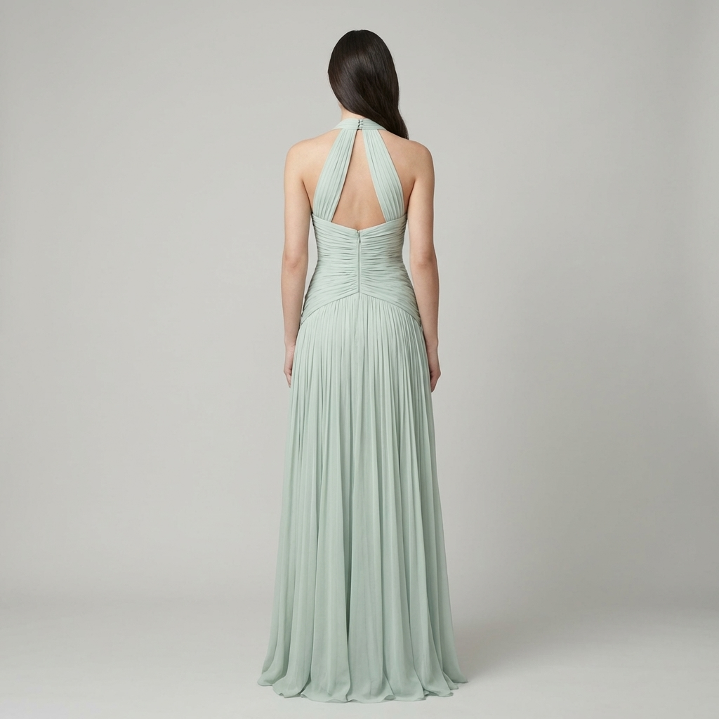Abito cerimonia elegante verde maxi