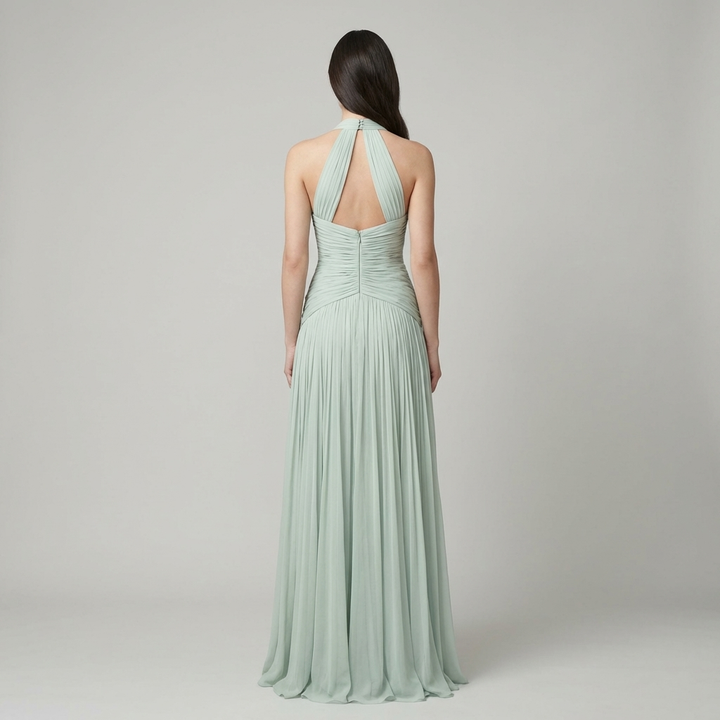 Abito cerimonia elegante verde maxi