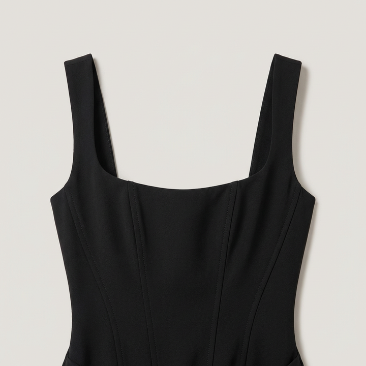 Abito cerimonia lussuoso nero corsetto maxi