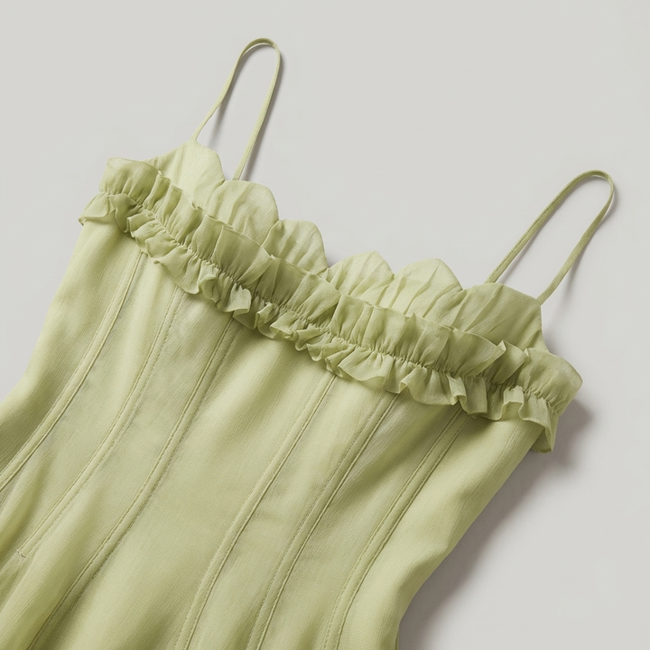 Abito cerimonia raffinato verde lungo