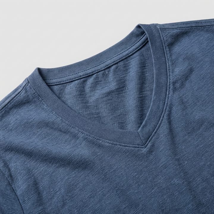T shirt elegante uomo cotone scollo v