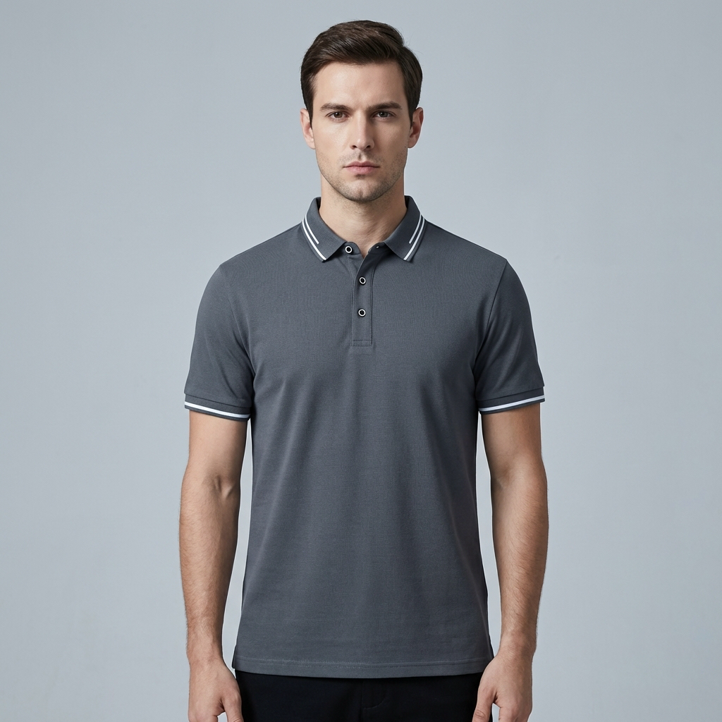 T shirt polo lussuosa uomo contrasto