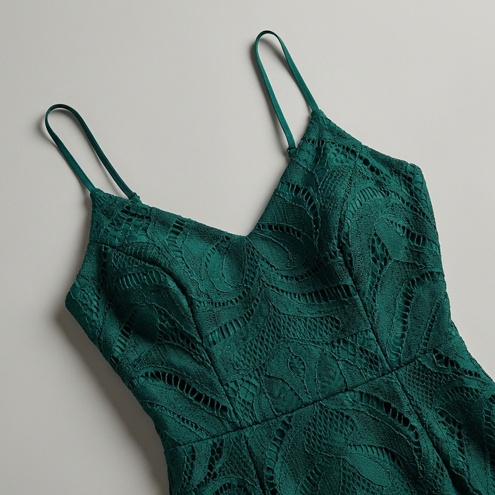 Midi Abito Verde Frange Sofisticato