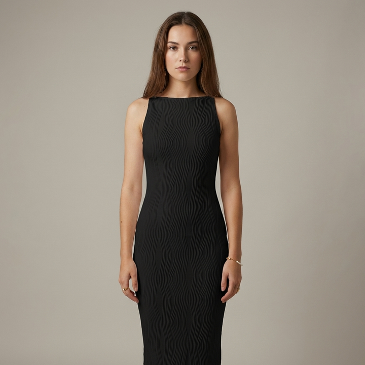 Vestito cerimonia raffinato nero texture