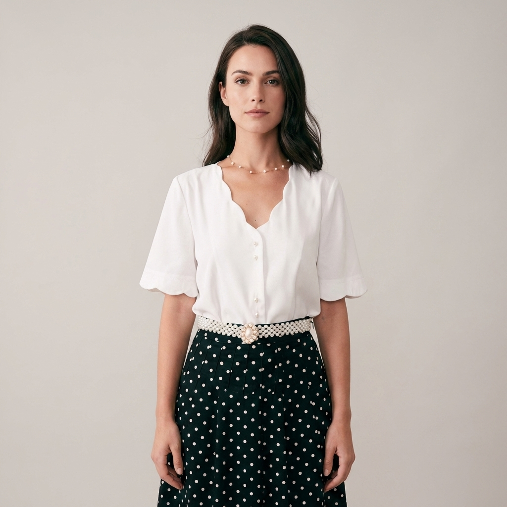 T shirt raffinata donna bottoni perla